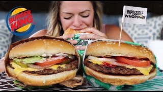 Whopper vs Impossible Whopper  Burger King Mukbang  Review [upl. by Nodnorb211]