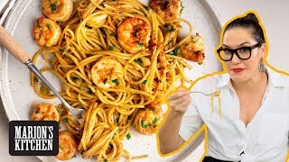 Spicy Garlic Shrimp Spaghetti  Marions Kitchen [upl. by Middendorf]