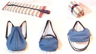 折りたたみ ３way バッグの作り方 ／ Foldable 3 way Bag Tutorial [upl. by Naima]