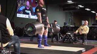 HAFTHOR quotThe Mountainquot BJORNSSON sets world record in Elephant Bar Deadlift at 1041 pounds [upl. by Dnumyar]