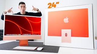 The NEW 24quot iMac UNBOXING and SETUP  ORANGE [upl. by Yerggoeg]