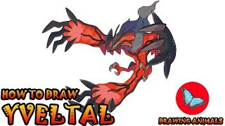 How To Draw Yveltal Pokemon  Drawing Animals [upl. by Ailekahs]