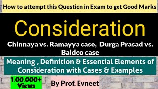 Consideration and its Essential Elements  Consideration Contract law  Consideration CA Foundation [upl. by Nnaer]