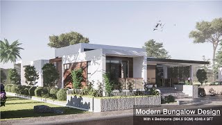 Modern Bungalow House Design with 4 Bedrooms 263x15 Meters [upl. by Anod2]