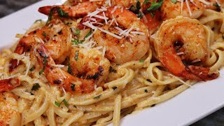 The Secret To Make A Delicious Creamy Shrimp Scampi Pasta Recipe  30 Minute Meal [upl. by Tamsky]