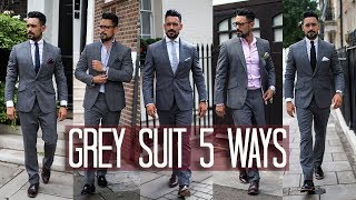 How to Wear a Grey Suit 5 ways  Mens Style amp Fashion Lookbook [upl. by Matuag]