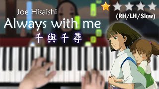 「鋼琴教學」Always with me 千與千尋神隱少女 初階版  宮崎駿動畫－久石讓 Piano Cover 琴譜 [upl. by Burrell]