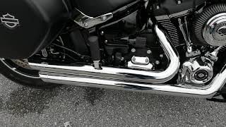 Harley Davidson Flsb Sport Glide 2019 M8 Vance amp hines big shots staggered chrome sound [upl. by Nodnar]