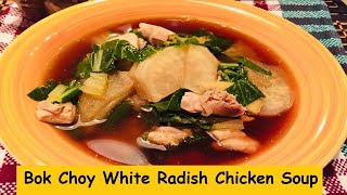 Bok Choy White Radish Daikon Chicken Soup Recipe  Bok Choy Soup [upl. by Avilys]