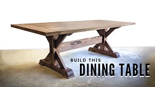 How to Build a FARMHOUSE TRESTLE TABLE  DIY Woodworking [upl. by Amyaj]