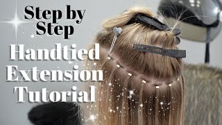 HANDTIED EXTENSION TUTORIAL NEW METHOD Wholy Hair [upl. by Anilrats833]