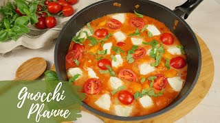 Gnocchi Pfanne mit Mozzarella  Schnelles Pfannengericht [upl. by Rramo]