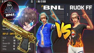 RUOK FF VS BNL  ONLY DESERT EAGLE ROOM CHALLENGE  BEST MATCH EVER  تحدي فري فاير بين ريوك و بنل [upl. by Ecnedurp]