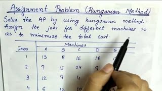 Lec29 Assignment Problem Hungarian Method  In Hindi  Operation Research [upl. by Drye]