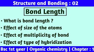 Bond length  Bsc 1st year chemistry  Structure and bonding  by Chemboost  Bsc chemistry [upl. by Skolnik]