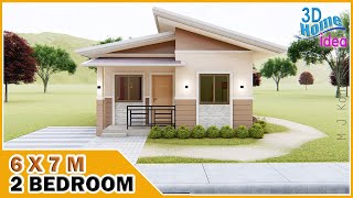 SMALL HOUSE DESIGN  6x7m 2 Bedroom  Pinoy Bungalow House [upl. by Veno951]