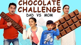 CHOCOLATE CHALLENGE  Funny Family  Mom vs Dad Blindfold Challenge  Aayu and Pihu Show [upl. by Binny]