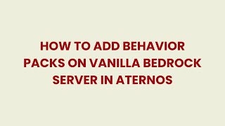 Inaccurate How to Add Behavior Packs on MCPE Bedrock Server in Aternos [upl. by Ellehsram916]