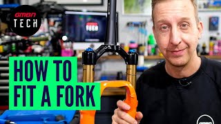 How To Cut And Install A New Bike Fork  Fitting A Mountain Bike Fork At Home [upl. by Lanny]