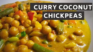 CURRY COCONUT CHICKPEAS  PLANTBASED  JERENES EATS [upl. by Kinch]