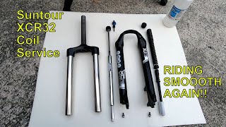 Servicing the SR Suntour XCR 32 Coil Suspension Fork [upl. by Kreitman]