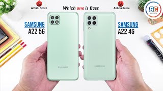 Samsung Galaxy A22 5G vs Samsung Galaxy A22 4G  Full Comparison ⚡ Which one is Best [upl. by Fransisco]