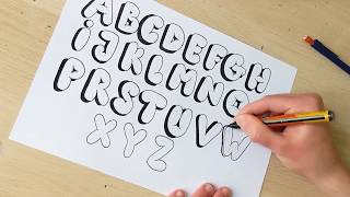 How To Draw Bubble Letters EASY  Step By Step Tutorial [upl. by Bernj355]