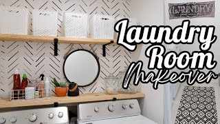 DIY LAUNDRY ROOM MAKEOVER UNDER 50 BEFORE AND AFTER ON A BUDGET 2020 ORGANIZATION amp CLEAN WITH ME [upl. by Anitsirt934]