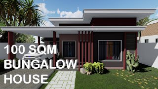 100 SQM BUNGALOW HOUSE DESIGN  Konsepto Designs [upl. by Gulgee]