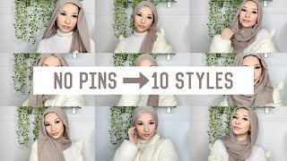 NO PIN HIJAB STYLES  crinkled scarf tutorial [upl. by Finer]