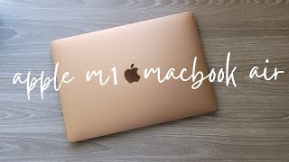 NEW M1 MacBook Air Gold Unboxing [upl. by Jamila347]