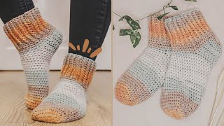 SUPER EASY socks tutorial  DIY  CROCHET TUTORIAL [upl. by Ahsitahs195]