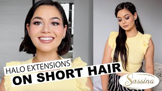 HOW TO Halo Extensions on Short Hair Sassina Hair [upl. by Seniag]