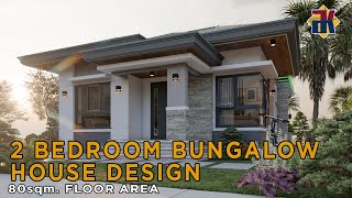 HOUSE DESIGN 2 Bedroom Bungalow 8x10 meters  Exterior amp Interior  OFW Dream House [upl. by Eben407]