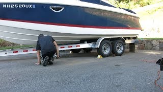 Repositioning a 25 Boat on its trailer while in the driveway [upl. by Spear]