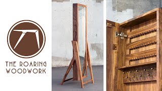 Making A Jewelry Armoire  Standing Mirror  MidCentury Modern Woodworking  My First Etsy Sale [upl. by Iem]