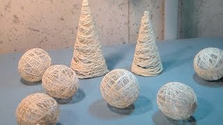 DIY String Ornaments balls and trees [upl. by Winny]