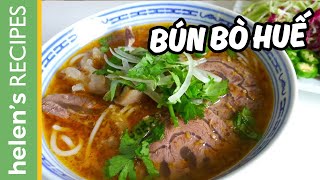 How to make BUN BO HUE  Vietnamese Spicy Beef Noodle Soup  Helens Recipes [upl. by Jerad67]