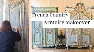 Painting an Armoire French Country Style  ChalkPaint Makeover [upl. by Cornel958]