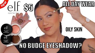 new elf COSMETICS NO BUDGE CREAM EYESHADOW REVIEW  ALL DAY WEAR oily skin  MagdalineJanet [upl. by Dercy]