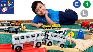 Johny Unboxes New MTA Subway Trains Toy With MTA Wooden Tracks [upl. by Eseekram]