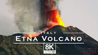 Etna Volcano  Sicily Italy 🇮🇹  by drone in 8K UHD [upl. by Euqinemod]