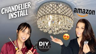 DIY Installing A Crystal Chandelier [upl. by Airelav553]