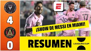 MESSI ESPECTACULAR Doblete y asistencia en GOLEADA del Inter Miami 40 Atlanta  Leagues Cup 2023 [upl. by Helali]