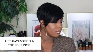 HOW TO ADD EXTENSION TO PIXIE CUTSHORT HAIR ADD BANGS TO PIXIE FEAT Dark amp Lovely [upl. by Lichtenfeld]