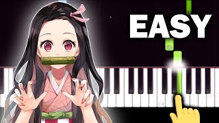 Nezukos Theme  Demon Slayer Kimetsu no Yaiba  EASY Piano tutorial [upl. by Enyaw]