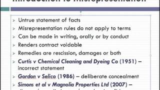 Misrepresentation Lecture 1 of 4 [upl. by Ocsirf]