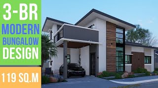 3 BEDROOM MODERN BUNGALOW HOUSE WITH LOFT DESIGN amp ROOF DECK [upl. by Gnoix]