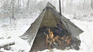 4 Days WINTER CAMPING in Blizzard With My Dog Survival Off Grid Nature Movie Snowstorm Bushcraft [upl. by Melony568]