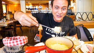 Swiss Food Tour  CHEESE FONDUE and Jumbo Cordon Bleu in Zurich Switzerland [upl. by Hilary242]